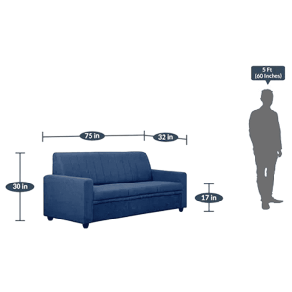 Tragttuts 3 Seater Sofa in Navy Blue Colour by FernIndia.com