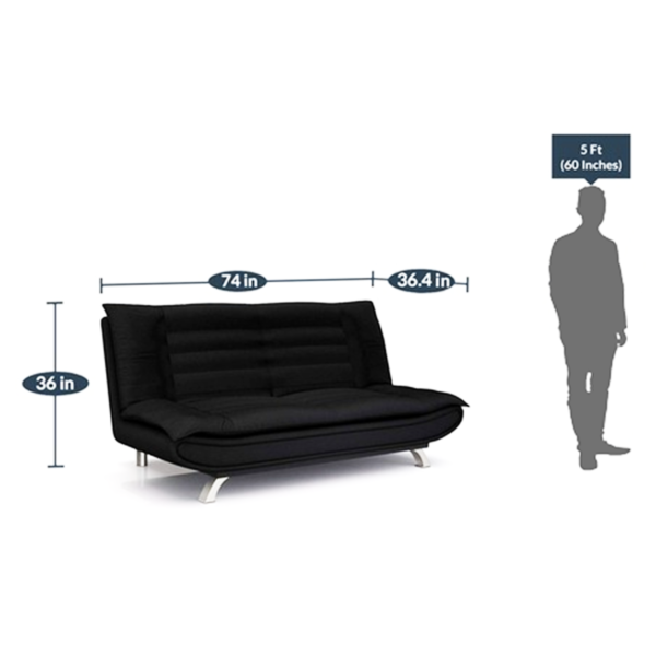 Nonrev 3 Seater Sofa Cum Bed in Black Colour By FernIndia.com