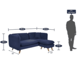 Animor 3 Seater LHS Sectional Sofa In Navy Blue Colour by FernIndia.com