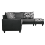 Oir LHS Section Sofa with Ottoman in Grey & Black Colour by FernIndia.com