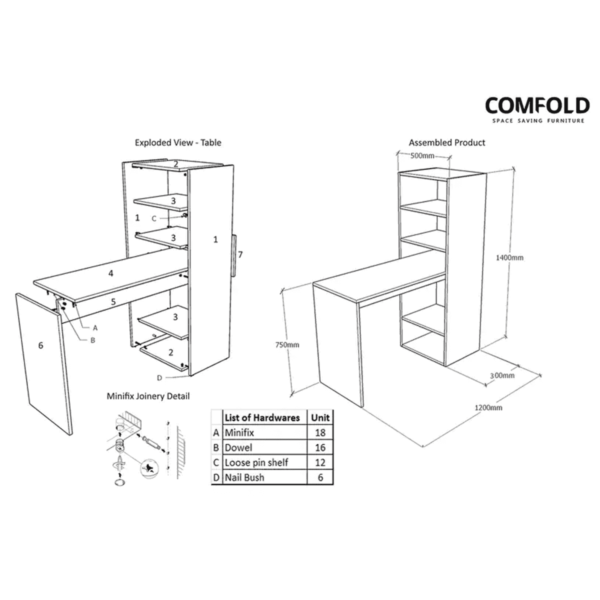 Hctuh Corner Study Table in Frosty White Colour by Fern India
