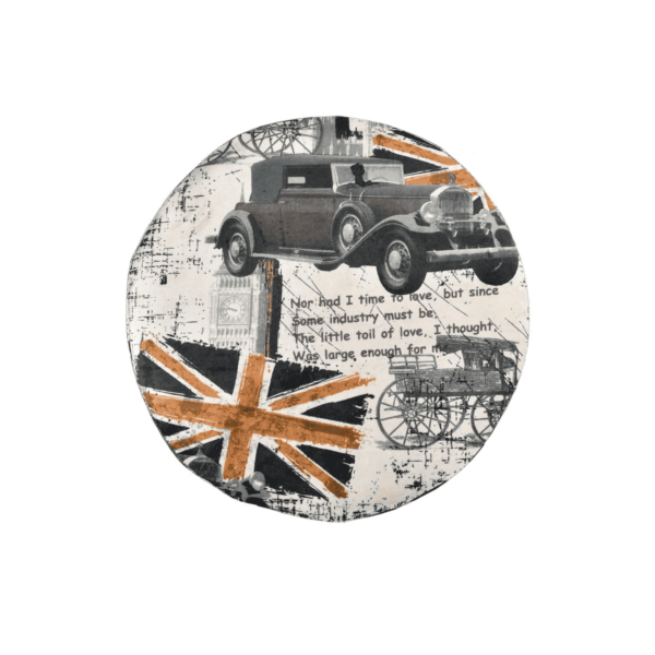 Sixela Seating Stool with UK Print by Fern India