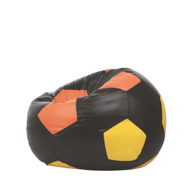 FootBall XXXL Bean Bag with Beans in Black Orange Yellow Colour by Fern India