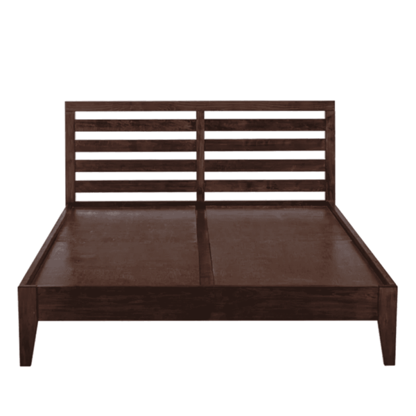 Nref Queen Size Bed in Walnut Brown Matte Finish by Fern India