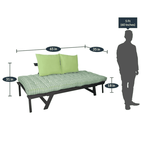 Taeb Double Futon with Mattress in Blue & Green Colour by FernIndia.com