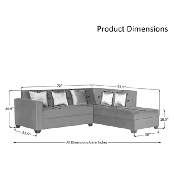 Ssilb 5 Seater LHS Sectional Sofa in Black & Grey Colour by FernIndia.com