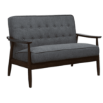Nimzaj 2 seater Sofa in Dark Grey Colour with Brown Oak Finish by FernIndia.com