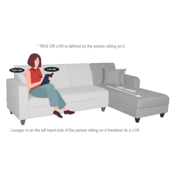 Oir LHS Section Sofa with Ottoman in Grey & Black Colour by FernIndia.com