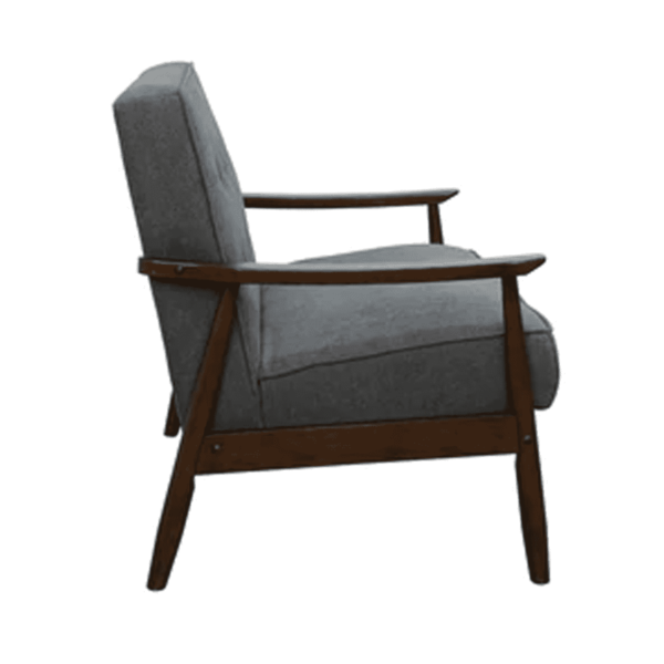 Nimzaj 3 seater Sofa in Dark Grey Colour with Brown Oak Finish by FernIndia.com