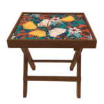 Ecnagele Folding End Table in Teak Wood Finish by Fern India