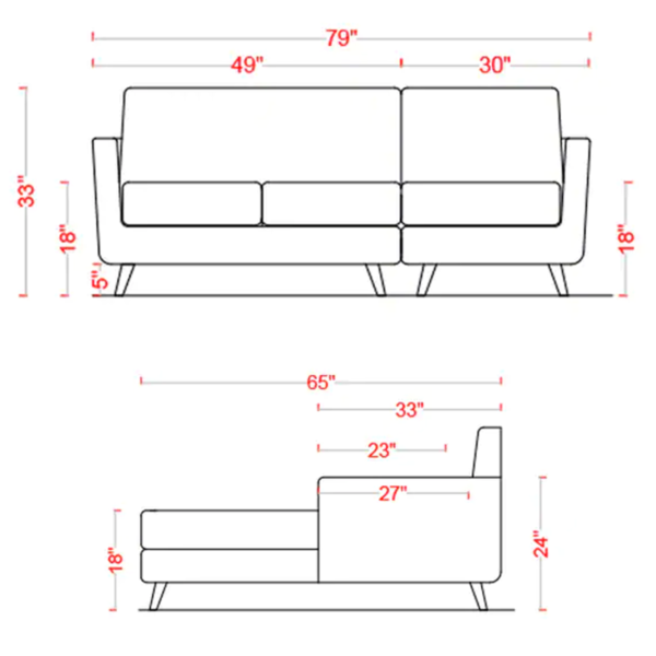 Ogaitnas 2 Seater LHS Sectional Sofa in Chestnut Brown Colour by FernIndia.com