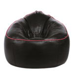 Ahddum obmoc XXXL Bean Bag & Round Pouffe with Beans in Black Colour with Pink Piping by Fern India