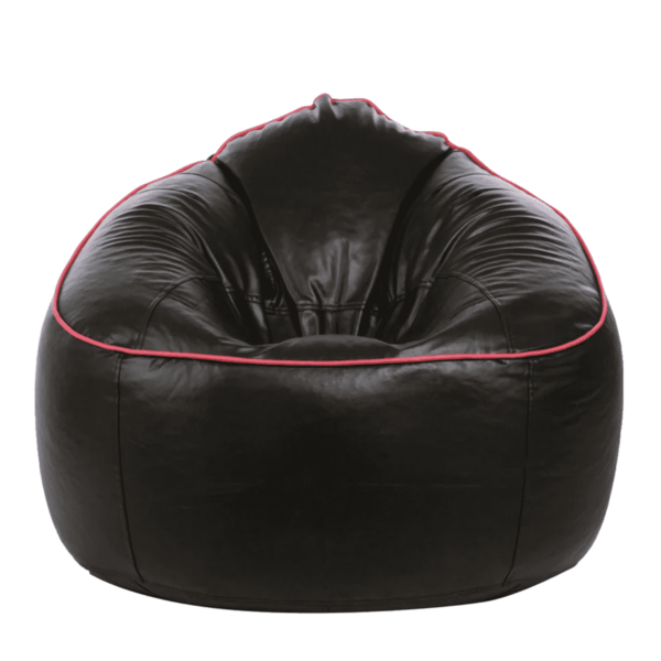 Ahddum obmoc XXXL Bean Bag & Round Pouffe with Beans in Black Colour with Pink Piping by Fern India