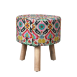 Sixela Seating Stool With Digital Print by Fern India