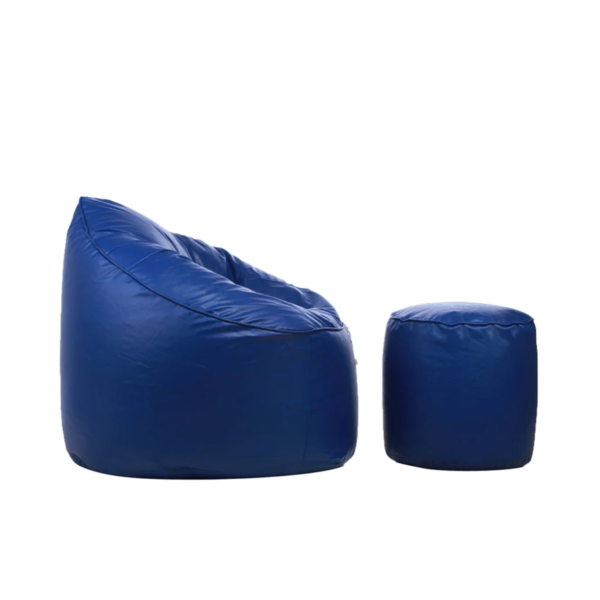 Combo Ahddum XXXL Bean Bag & Round Pouffe with Beans in Royal Blue Colour by Fern India