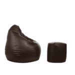 Combo Cissalc XXXL Bean Bag & Round Pouffe with Beans in Brown Colour by Fern India