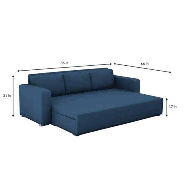 Sirrom 3 Seater Sofa Cum Bed in Royal Blue Colour by FernIndia.com