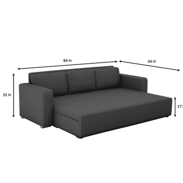 Sirrom 3 Seater Sofa cum Bed in Grey Colour by FernIndia.com