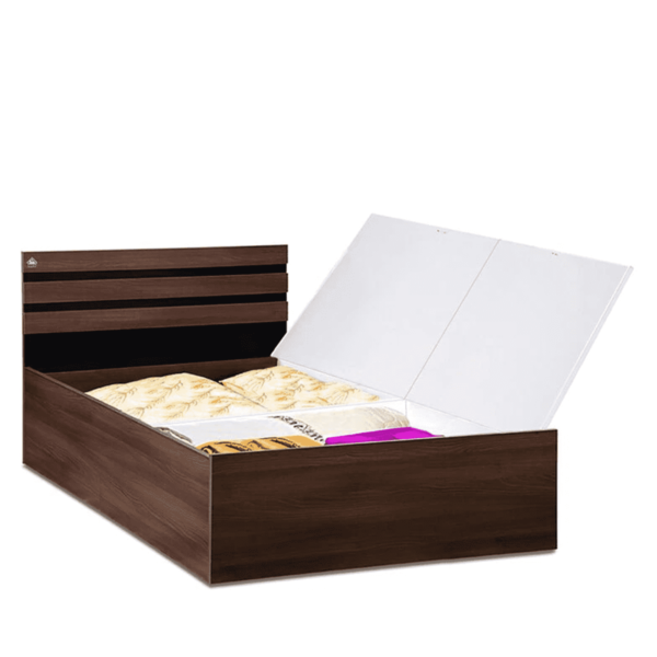 Aococ Single Bed with Storage in Black & Dark Acacia Matte Finish by Fern India