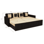 Ollopa Sofa Cum Bed With 4 Cushions In Brown Colour By FernIndia.com
