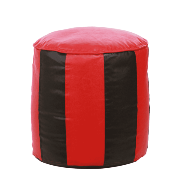 Combo Ahddum XXXL Bean Bag & Stripes Round Stool with Beans in Black & Red Colour by Fern India