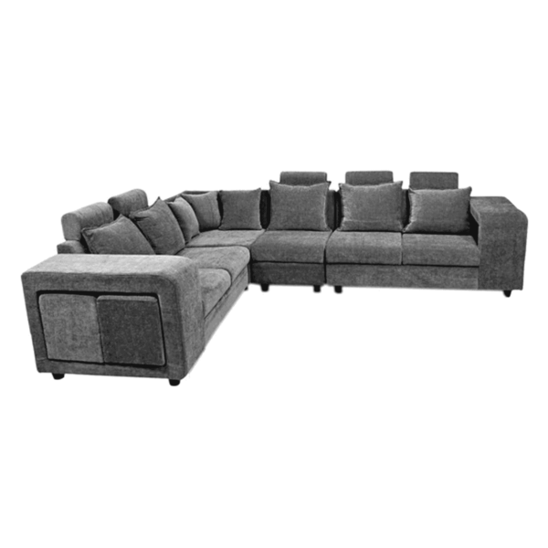 Adnama Corner Sofa in Dark Grey Colour by FernIndia.com