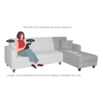 Ssilb 5 Seater LHS Sectional Sofa in Black & Grey Colour by FernIndia.com