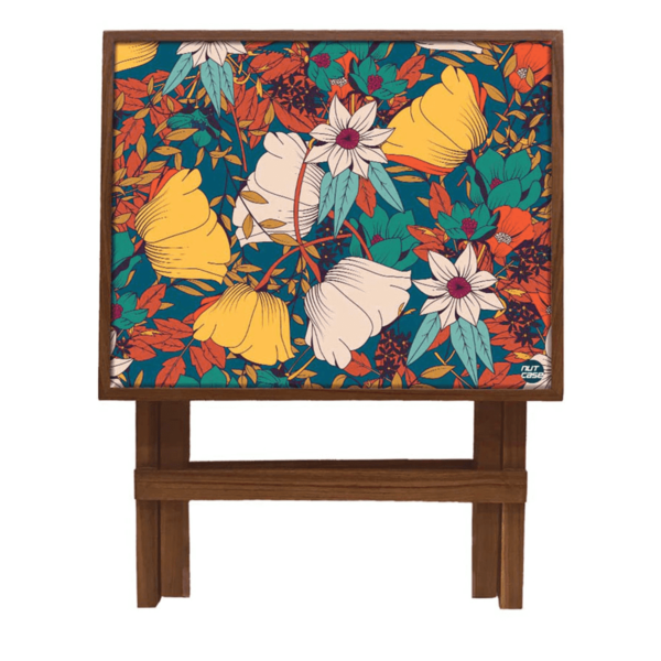 Ecnagele Folding End Table in Teak Wood Finish by Fern India