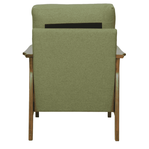 Yrelev 1 Seater Sofa in Green Colour with Brown Oak Finish by FernIndia.com