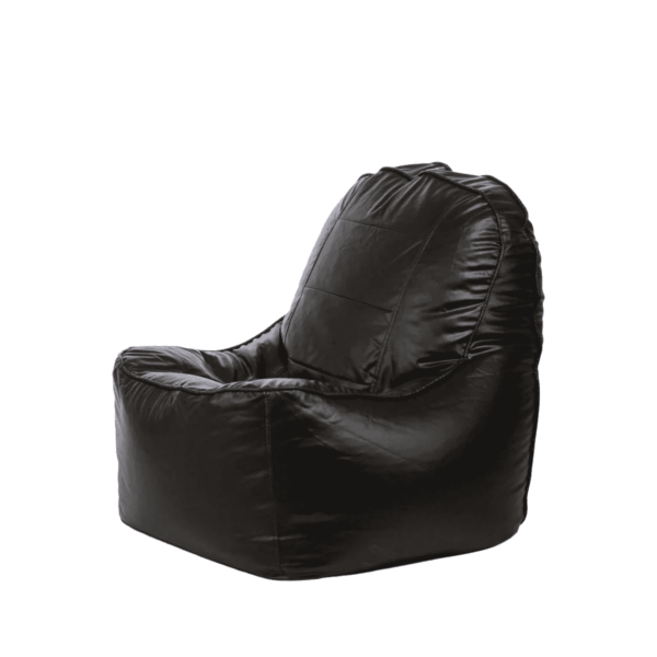 Combo Retser XXXL Bean Bag & Round Pouffe with Beans in Black Colour by Fern India