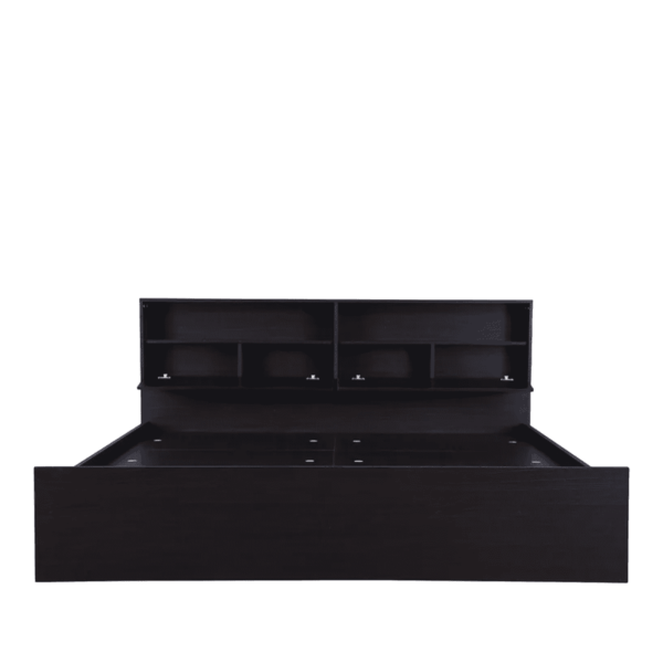 Xela King Size Bed with Storage in Dark Walnut Finish by Fern India