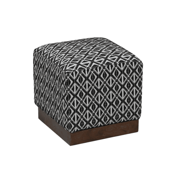 Edualc Pouffe with Base in Provincial Teak Finish by Fern India