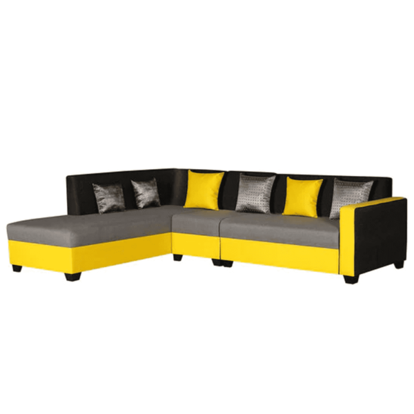 Ssilb 6 Seater RHS Sectional Sofa in Yellow & Grey Color by FernIndia.com