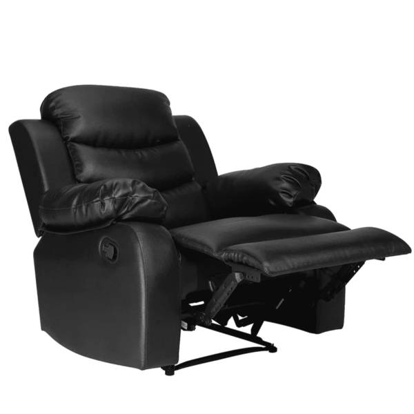 Ardnaxela Leatherette 1 Seater Recliner With Pullout Lever in Black Color by FernIndia.com