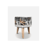 Sixela Seating Stool with UK Print by Fern India