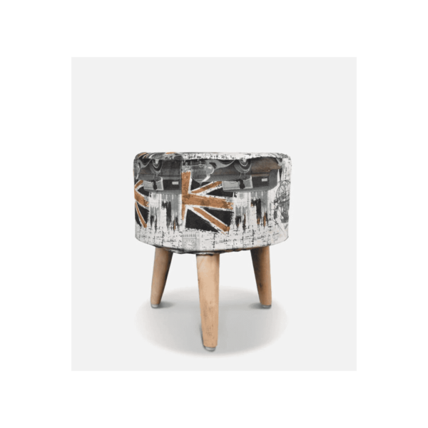 Sixela Seating Stool with UK Print by Fern India