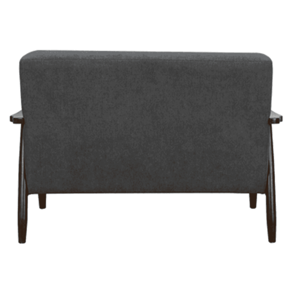 Nimzaj 2 seater Sofa in Dark Grey Colour with Brown Oak Finish by FernIndia.com