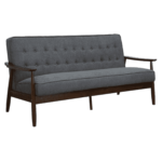 Nimzaj 3 seater Sofa in Dark Grey Colour with Brown Oak Finish by FernIndia.com