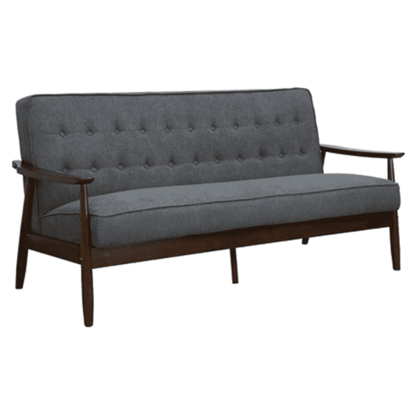 Nimzaj 3 seater Sofa in Dark Grey Colour with Brown Oak Finish by FernIndia.com