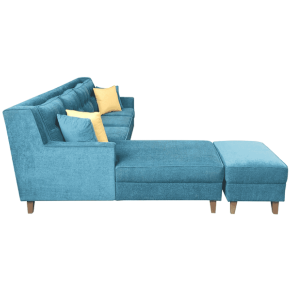 Ogaitnas RHS 3 Seater Sofa Set with Ottoman in Teal Green Colour by FernIndia.com