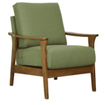 Yrelev 1 Seater Sofa in Green Colour with Brown Oak Finish by FernIndia.com