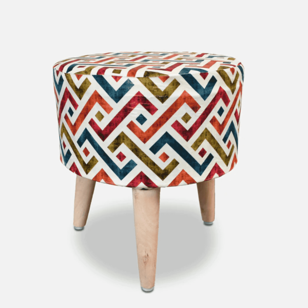 Sixela Seating Stool with Zig-Zag Design by Fern India