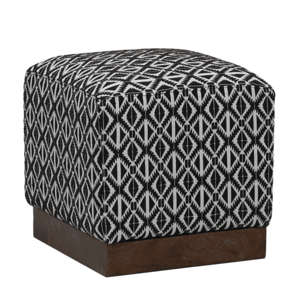 Edualc Pouffe with Base in Provincial Teak Finish by Fern India