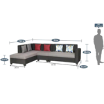 Ssilb 6 Seater Sofa in Black & Grey Color by FernIndia.com