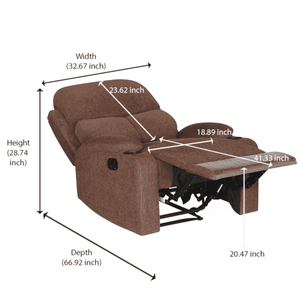 Ttam 1 Seater Recliner in Brown Color by FernIndia.com