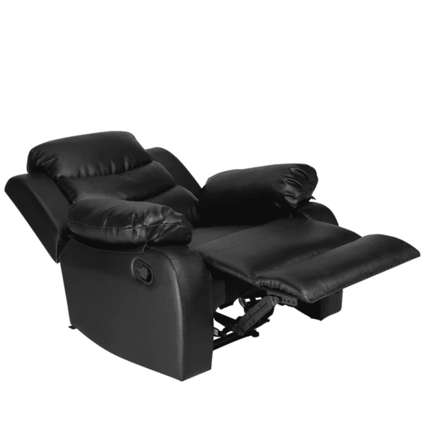 Ardnaxela Leatherette 1 Seater Recliner With Pullout Lever in Black Color by FernIndia.com