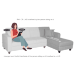 Oir LHS Section Sofa with Ottoman in Grey & Black Colour by FernIndia.com