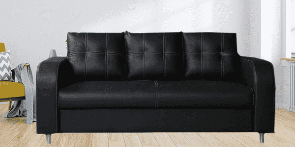 Akanat 3 Seater Sofa in Matte Black Colour by FernIndia.com