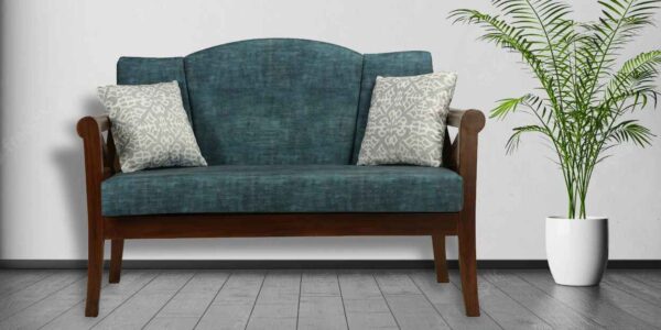 Tnagele 2 Seater Sofa in Sea Blue Colour by FernIndia.com
