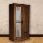 Ikustan 2 Door Wardrobe with Mirror in Walnut Finish by Fern India